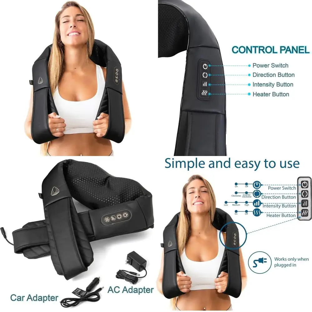 

Массажная подушка с подогревом для глубокого шиацу-массажа шеи, плеч и спины - электрический массажер для тела