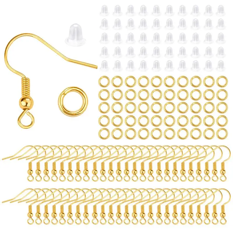 

300pcs Earring Hooks Silver Plated Earings Accessories Stud Plugs Open Jump Rings Jewelry Making Kit For DIY Earring