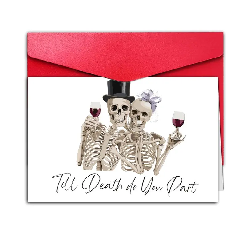Tarjeta de boda con diseño de esqueleto, hasta que no se separen, invitación de boda para familiares o amigos, regalo de boda para el novio o la novia