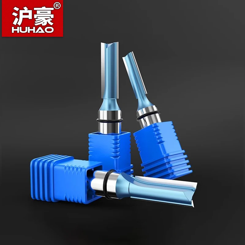 HUHAO 1pc Industrial Grade Woodworking  Router Bit Double Edged Endmill Straight Trimmer Bit SharpedTungsten Milling Cutter