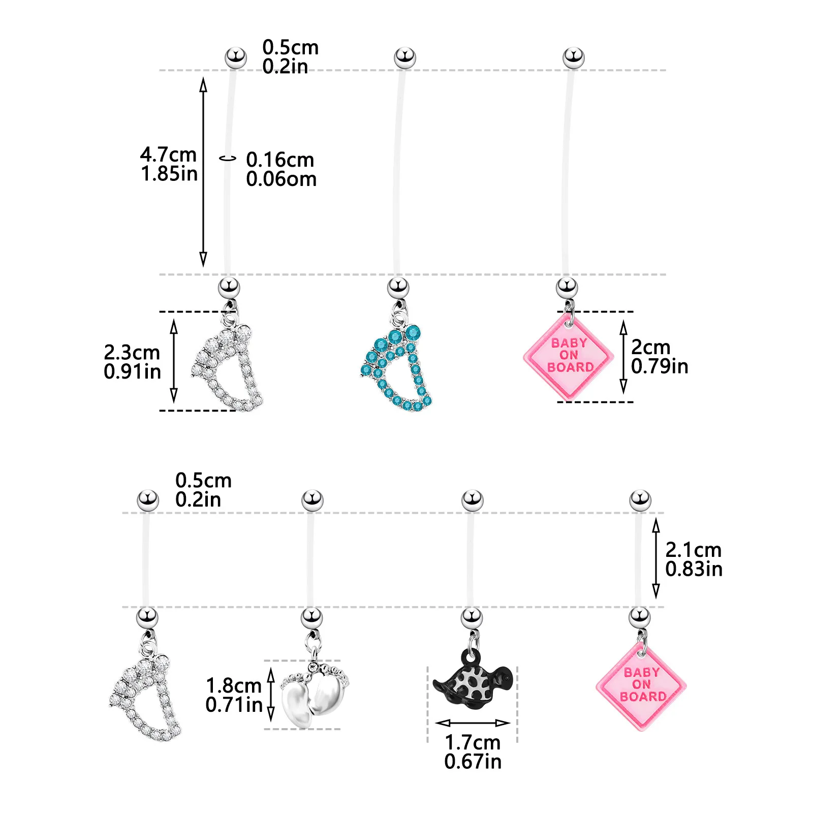 1PC Fashion Surgical Steel Women Pregnant Belly Button Rings Navel Piercing Dangle Baby Feet Piercing Ombligo Body Jewelry