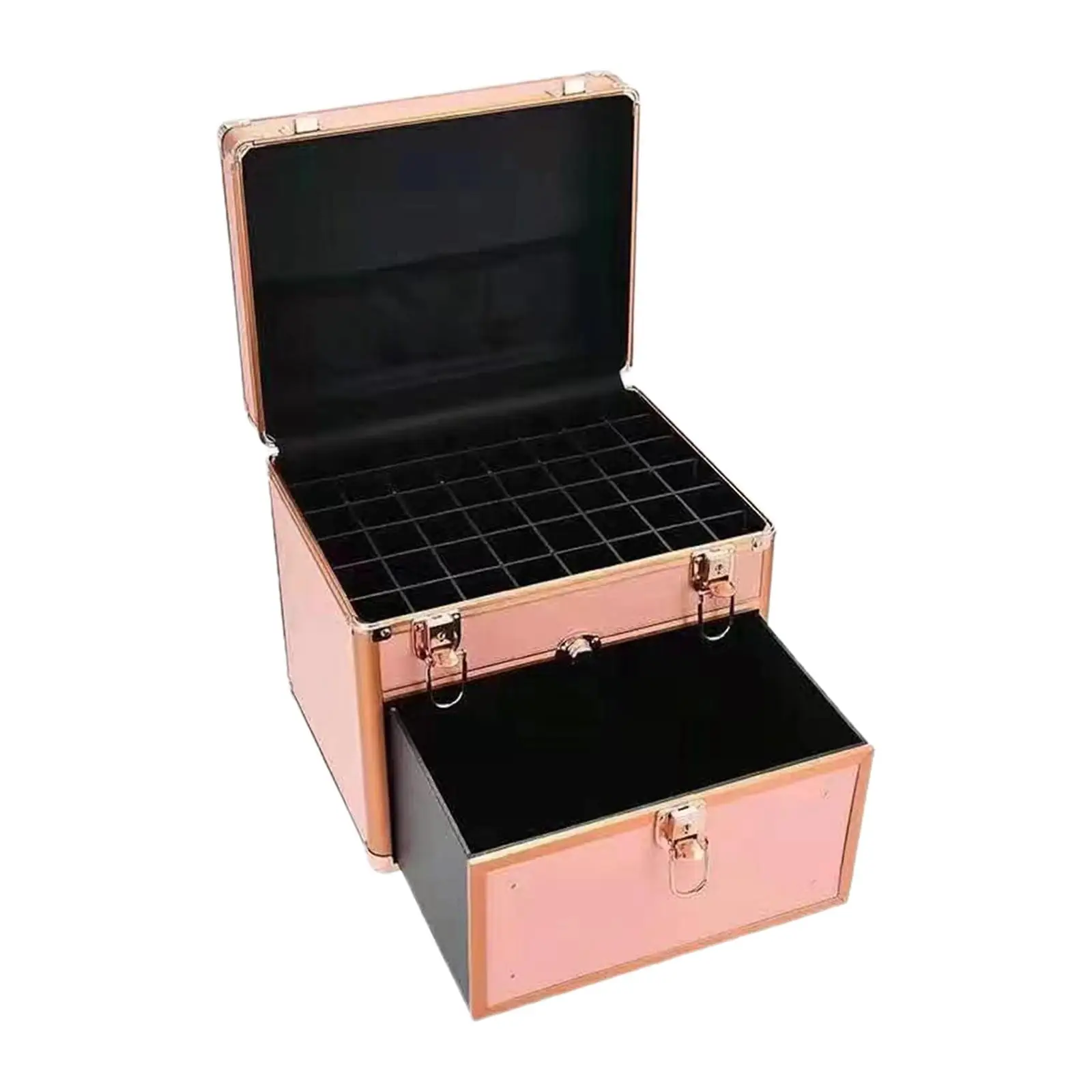 

Cosmetic Organizer Case with Trays and Drawer for Makeup Nail Kits