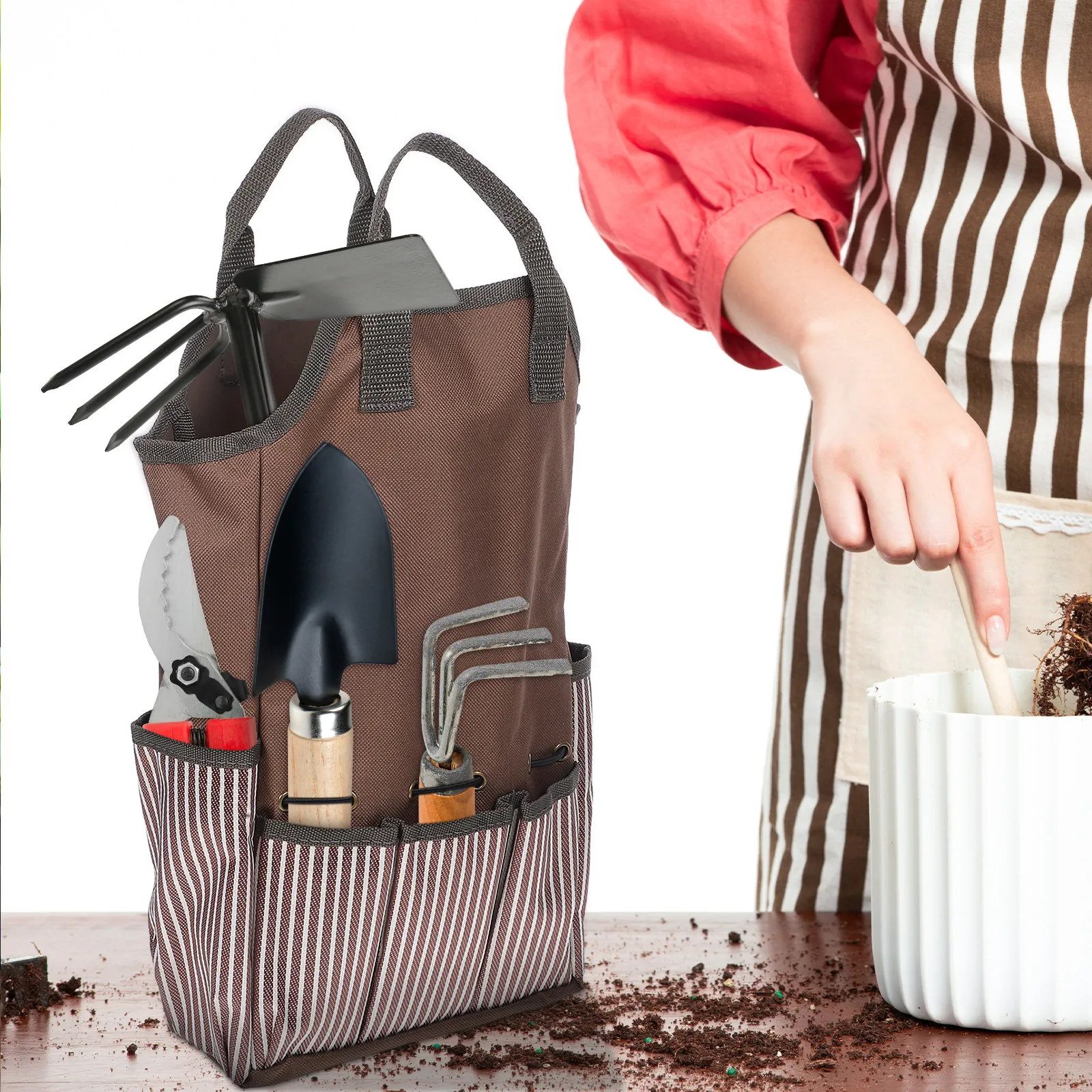 Garden Tools Storage Bag Waterproof Oxford Cloth Large Capacity Portable Organizer Pouch Handle Foldable Multifunction