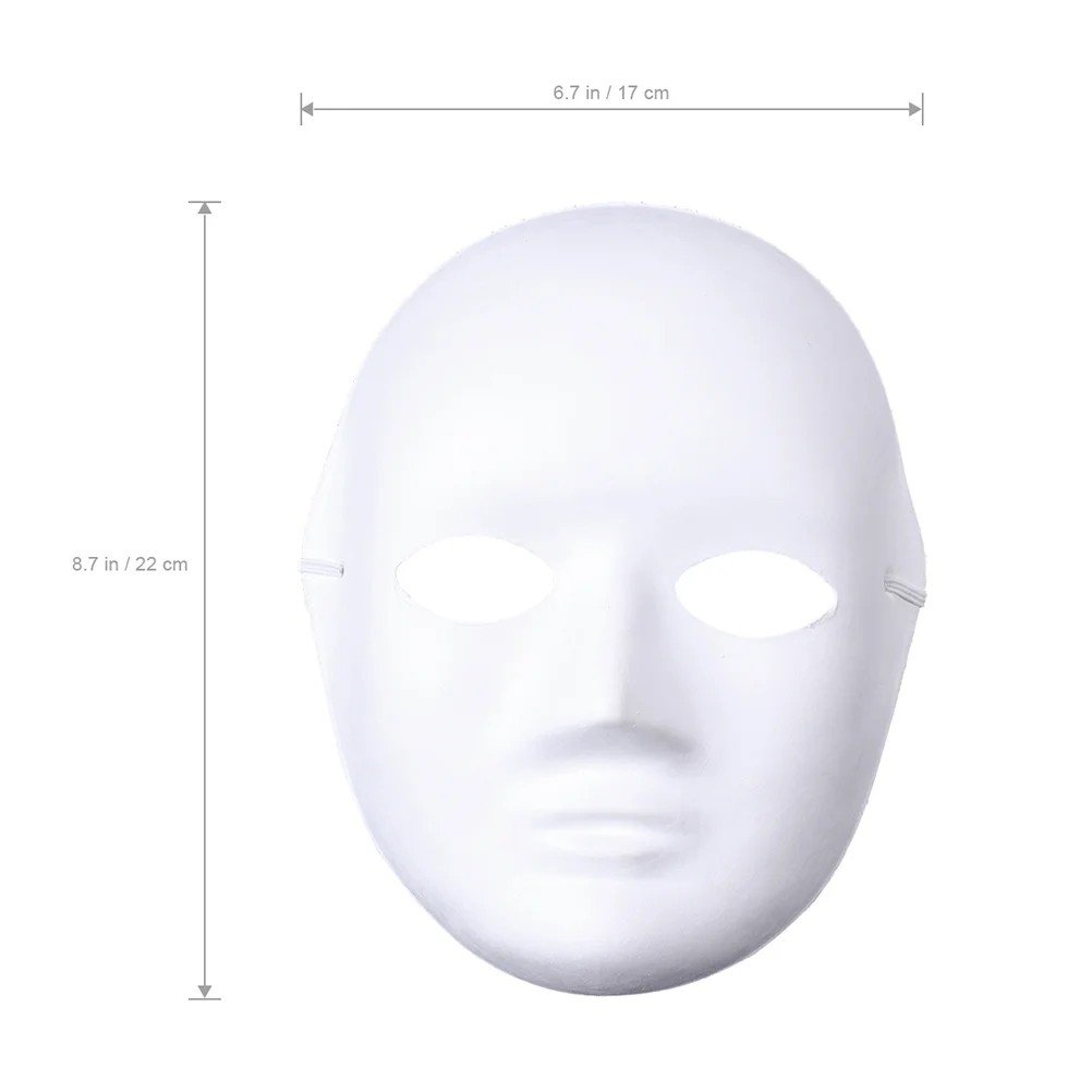 8 Pcs Paper Mache Mask White Blank Masks to Decorate The Pulp Face Cosplay Costume Halloween