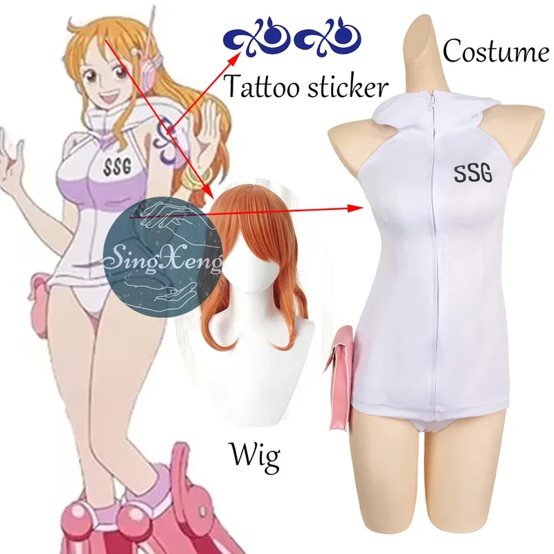 Singxeng anime fantasy SSG Nami cosplay costume women top shorts bracelet outfits Halloween carnival disguise suit custom