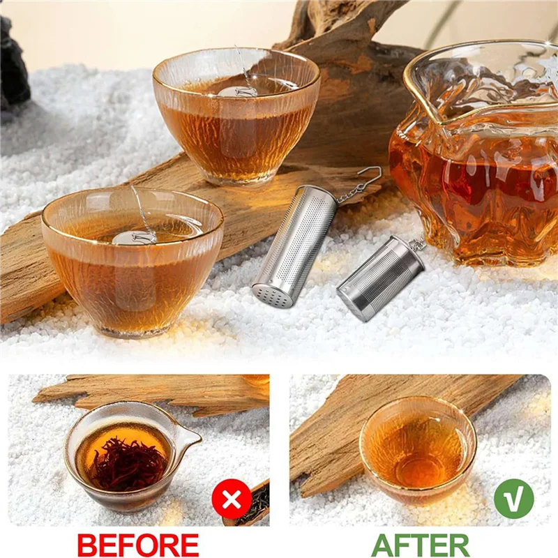 Förderung! 8PCS Tee-Ei für losen Tee, Teefilter mit Deckel, Edelstahl-Teesieb mit Kettenhaken, großes Teesieb Ba