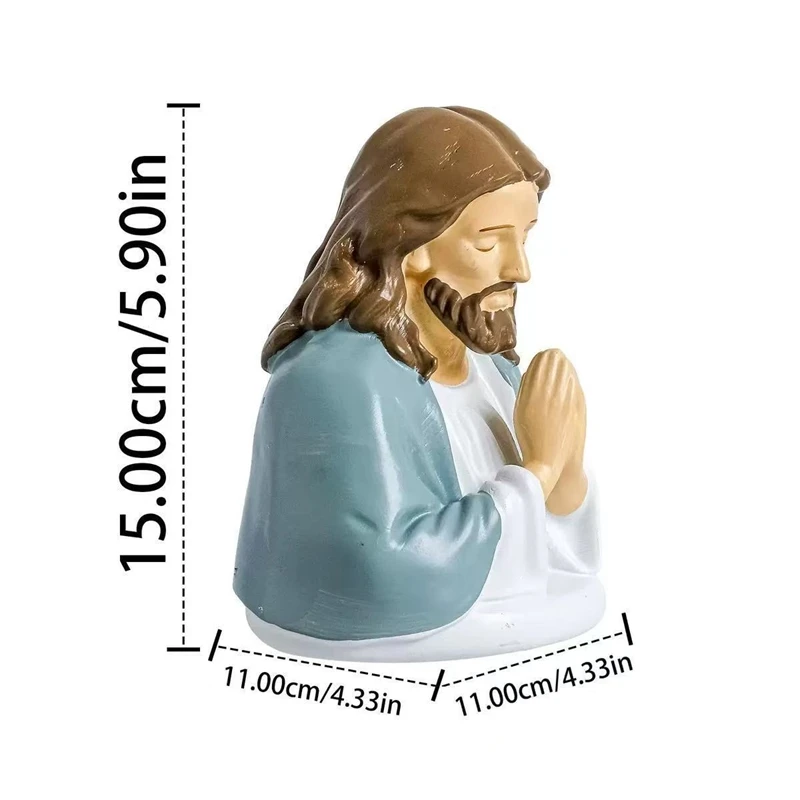 Jesus Prayer Night Light Christian LED Lamp Resin Religious Figurine Bedroom Table Lamp Home Prayer Room Decoration Gift view 4