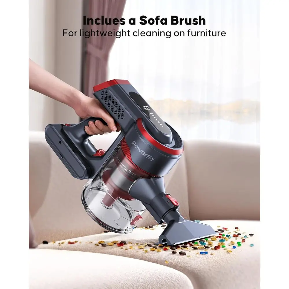 مكنسة كهربائية لاسلكية 40 كيلو باسكال 450 وات: وقت تشغيل 55 دقيقة، شاشة LED، شعر الحيوانات الأليفة والسيارة، استخدام المنزل والسيارة