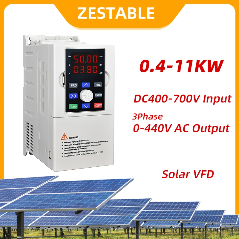 

Солнечный VFD 3-фазный преобразователь частоты с выходом 380 В 0,75/1,5/2,2/3/4/5,5/7,5 кВт Частотный привод для управления скоростью двигателя