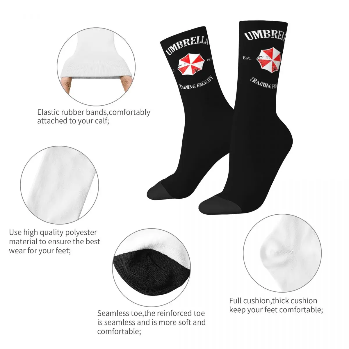 Men Women Umbrella Training Facility Vintage Resident Evils 4 Socks Warm Funny Happy Socks Hip Hop Merch Middle Tube Socks