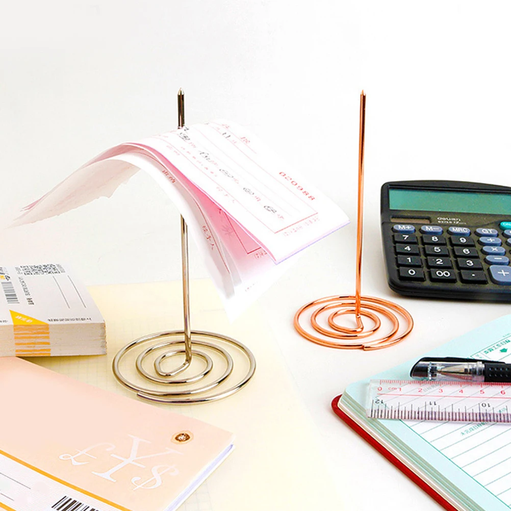 

2 pcs Menu Notes Holder Receipt Folder Sturdy Base Thick Rod Metal Material Restaurant Kitchen Office Use Memo Check Bill