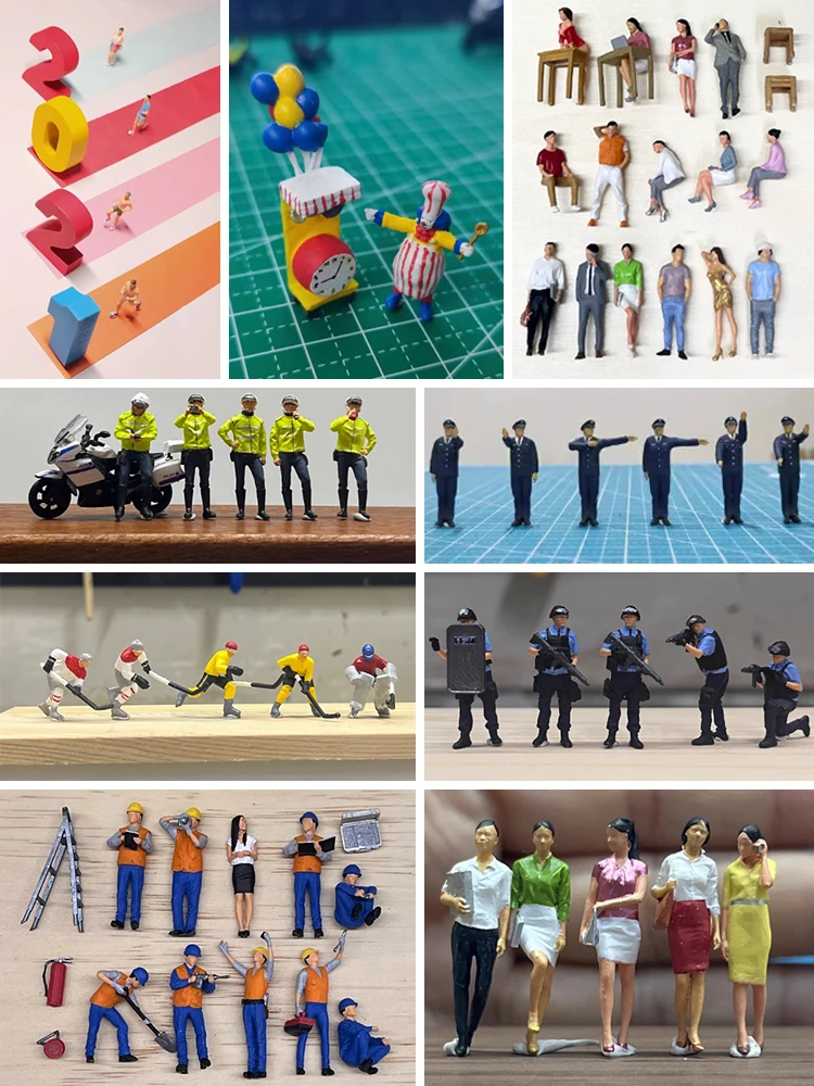 HO 1/87 Geschilderd figuur Politie Verkeersfiguur Hardlopen, Boksen, Marathon Running Action Soldaat Miniatuur Toeristische Groepsfiguur