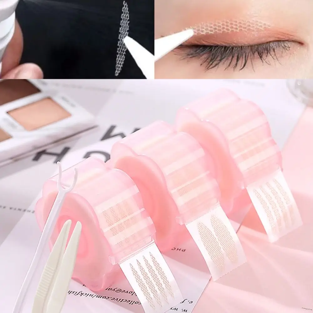 360Pcs Invisible Lace Eyelid Sticker Olive Shaped Fold Double Eyelid Tape Transparent with Auxiliary Tool Mesh Eye Stickers