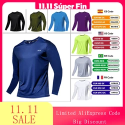 Camiseta deportiva de manga larga de secado rápido para hombre y mujer, camisetas de gimnasio, camiseta de entrenamiento para correr, ropa deportiva transpirable para adolescentes