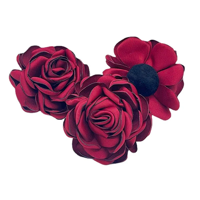 5Pcs 8CM Handmade DIY Large Satin Fabric Artificial Rose Flowers For Wedding Party Craft Home Decoration