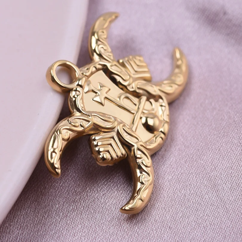 5pcs Real Gold Plated Amulet Stainless Steel Cross Pendants For Jewelry Making Supplies Diy Rose Flower/Ankh/Nail Crosses Charm