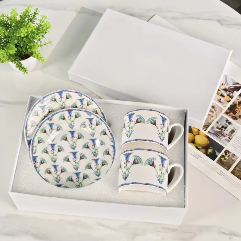 

Exquisite Minimalist Bone China Coffee Cup Saucer Tea Set Home Dinner Plates Fresh Style Tableware