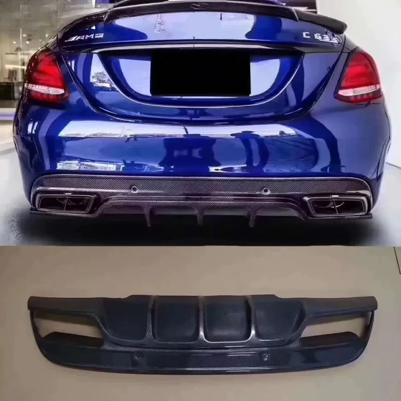 

For Mercedes Benz W205 Sedan C300 Real Carbon Fiber Rear Bumper Lip Diffuser C180 C200 Spoiler Body Kit 15-up