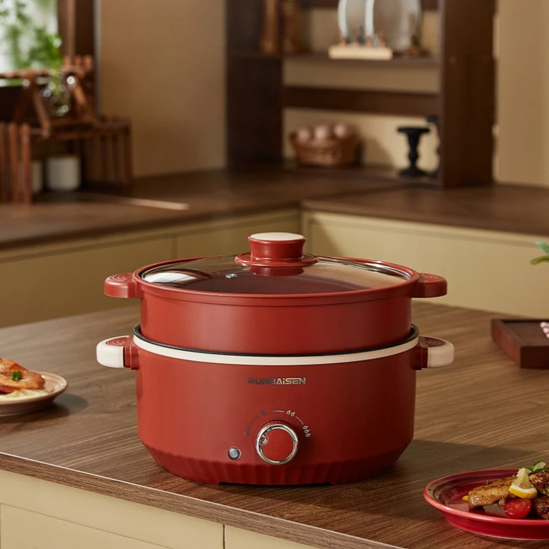 Large Capacity Home Dorm Multi function Electric Cooker Non stick Inner Pot Integrated Electric Hot Pot Frying Pan Steamer