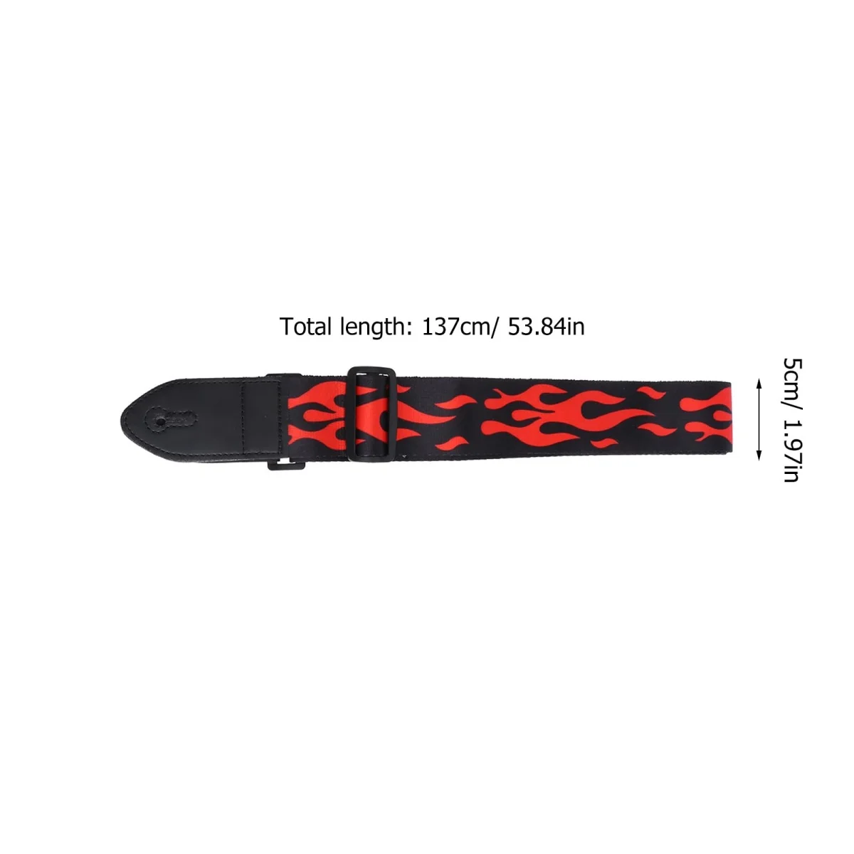 Guitar Strap/Red Flame Jacquard Guitar Strap/Leather End /Adjustable Length/Durable Strap With Pattern Strap/for Guitar