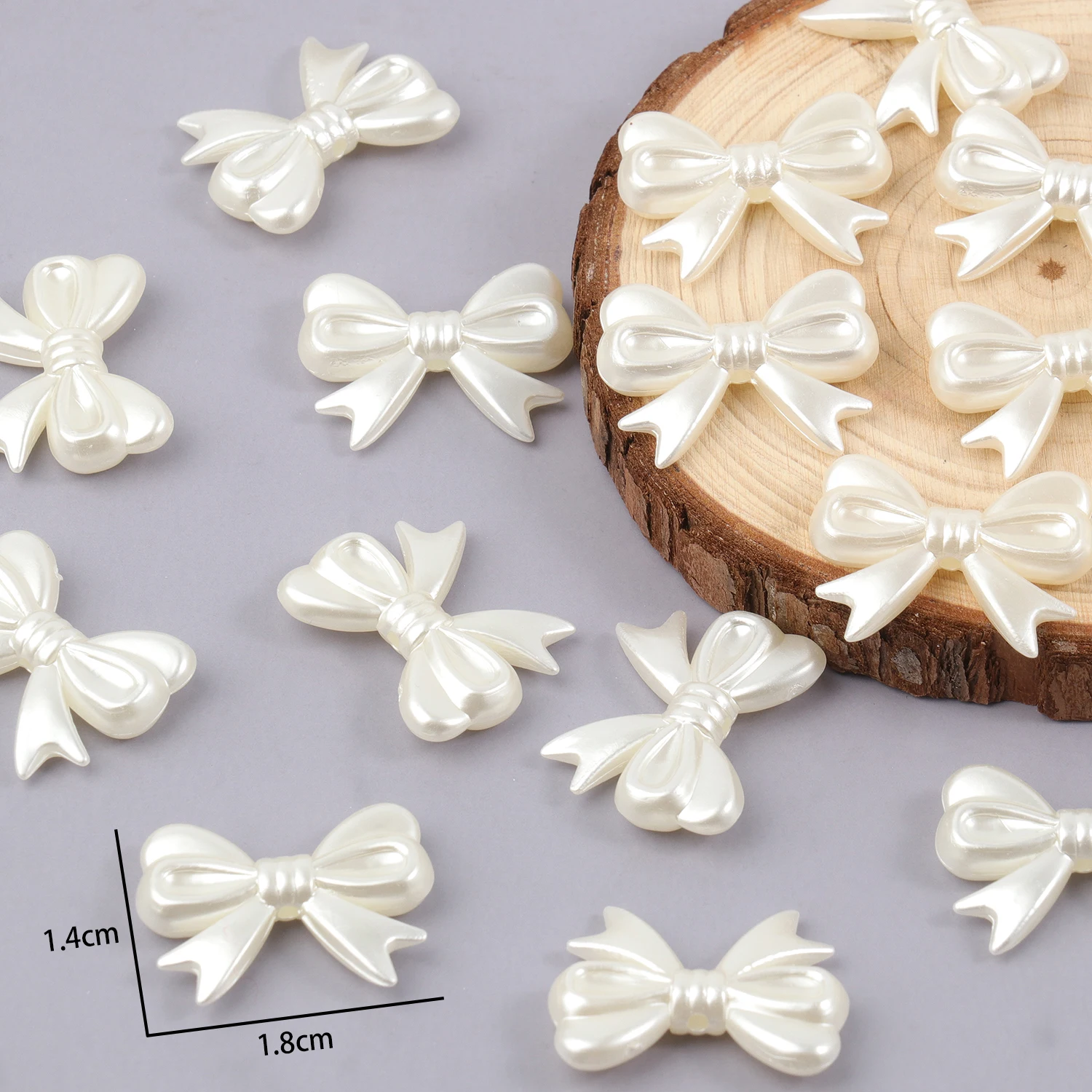50/100pcs 14x18x4mm Acrylic Bowknot Bow Tie  ABS Pearl Spacer Loose Beads Charms For DIY Jewelry Making Finding Accessories