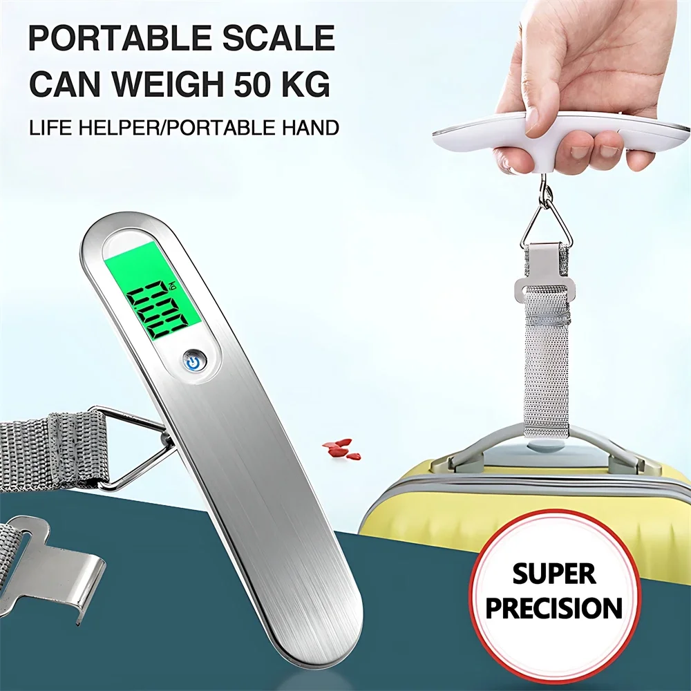 LCD Digital Luggage Scale 50kg X 10g Portable Electronic Scale Weight Balance Suitcase Travel Bag Hanging Steelyard Hook Scale