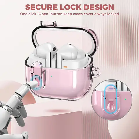 Security Lock Earphone Case for Samsung Galaxy Buds 3 Pro with Keychain Shockproof Protective Cover
