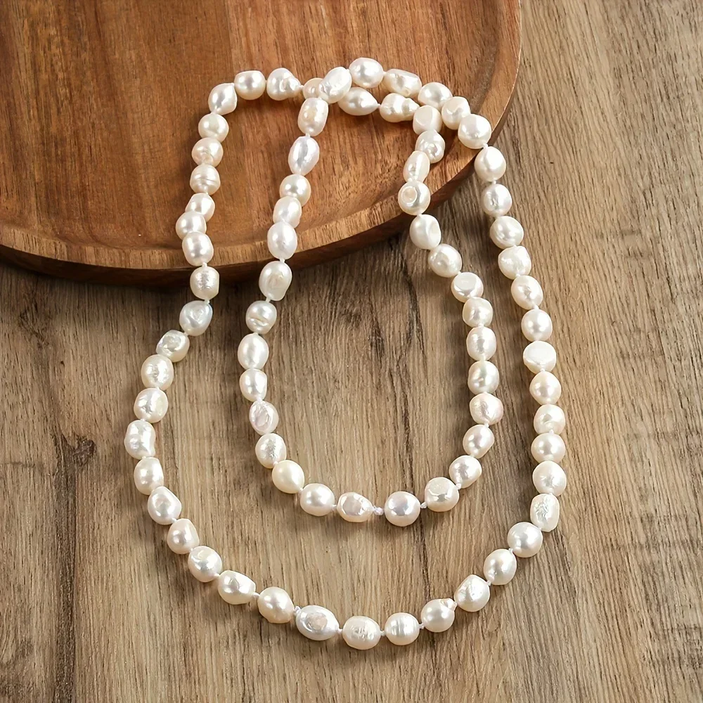 YWYC 2026 New Arrivals 8-9mm Baroque Freshwater Pearl Necklaces for Women 86cm Long Sweater Necklaces for Daily Wear Festival