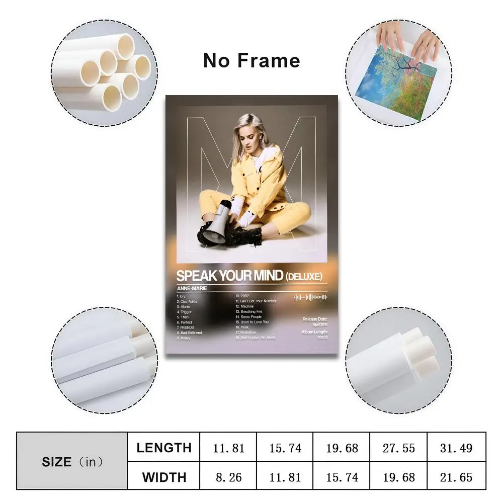 Annes-Marie Poster Peelable Self-Adhesive Album Cover Stickers, Frameless Wall Art for Singer Band Pop Rap Bedroom