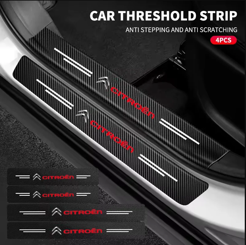 60X7CM Carbon Fiber Car Door Threshold Protective Sticker For Citroen C1 C2 C3 C4 C5 C6 C8 C4L DS3 DS4 DS5 DS5LS DS6