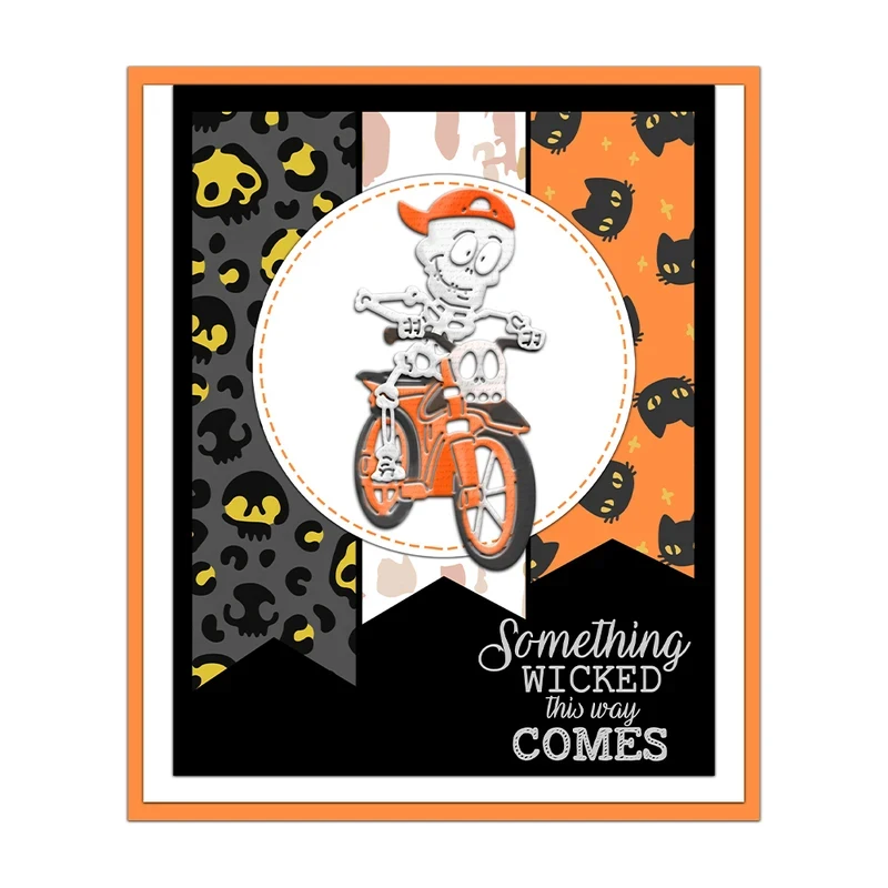 Halloween Cycling Skeleton Cutting Dies DIY Scrapbooking Supplies Metal Dies Knife Mold For Card Making Albums Decor