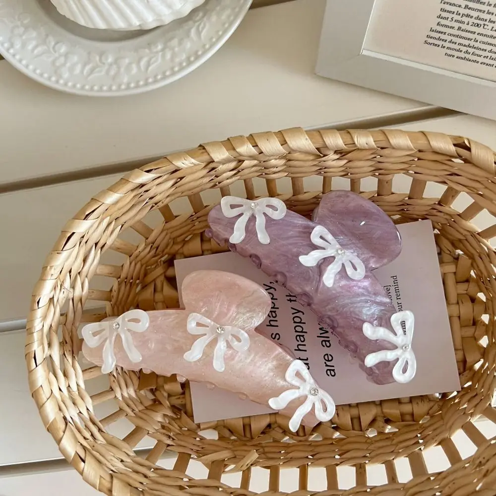 Creative Rhinestone Bow Hair Claw Ballet Headwear Bowknot Hair Clip Barrette Korean Style Acetic Acid Shark Clip Female