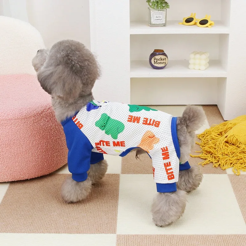 Dog Anti-mosquito Clothing Summer New Teddy Four Legs Clothes Breathable Mesh Pet Bodysuit Puppy Cartoon Pullover