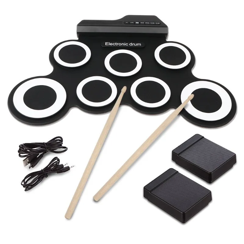 Hand roll USB electronic drum portable drum kit practice drum folding silicone hand roll jazz requires external sound