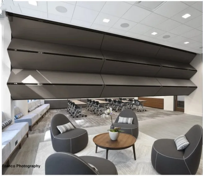 Retractable Vertical Lift Folding Partition Walls For Convention Centers Home Office Hospital-Motorized Operable Modern