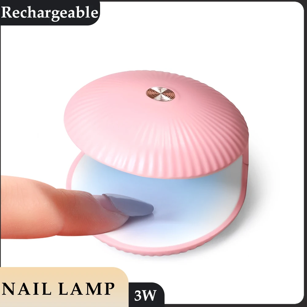 Mini UV LED Nail Lamp Portable Nail Dryer USB Charging Quick Drying Manicure Lamp for Nail Salon Shell Shaped Nail Art Lamp