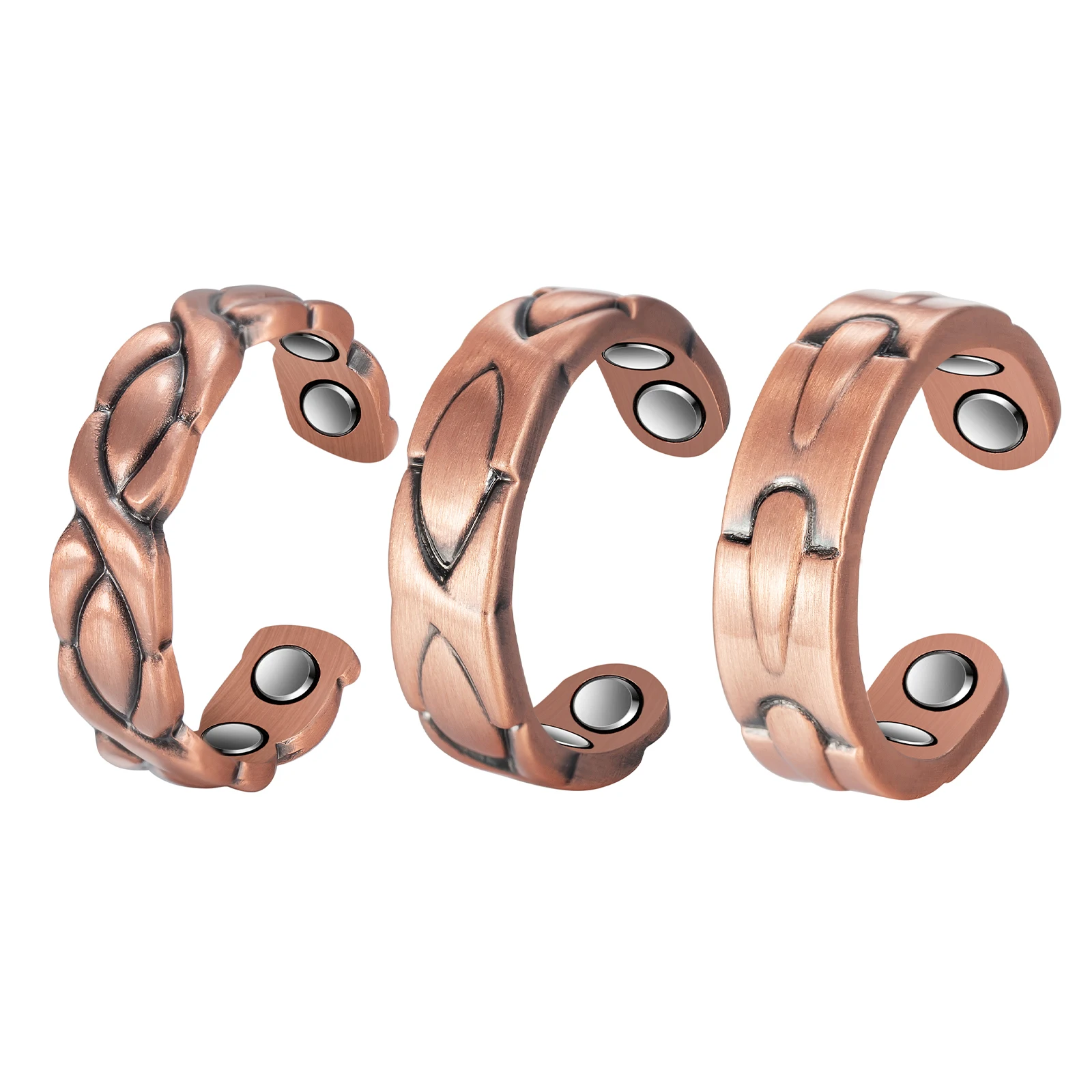 

Wollet Copper Magnetic Ring for Women, 99% Pure Copper Rings 3pcs Set with Magnet, Fashion Jewelry Gift