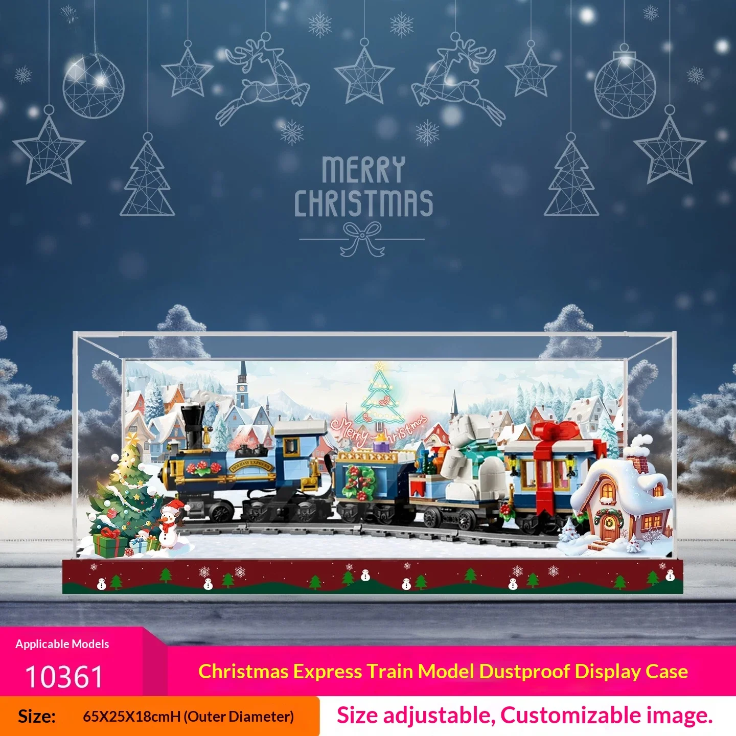 Suitable for LEGO 10361 Christmas Express train building block storage dust-proof acrylic display storage box