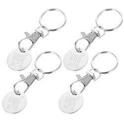 Jetons de dissolvant portables, pendentif porte-clés, chariot de supermarché, 4 pièces