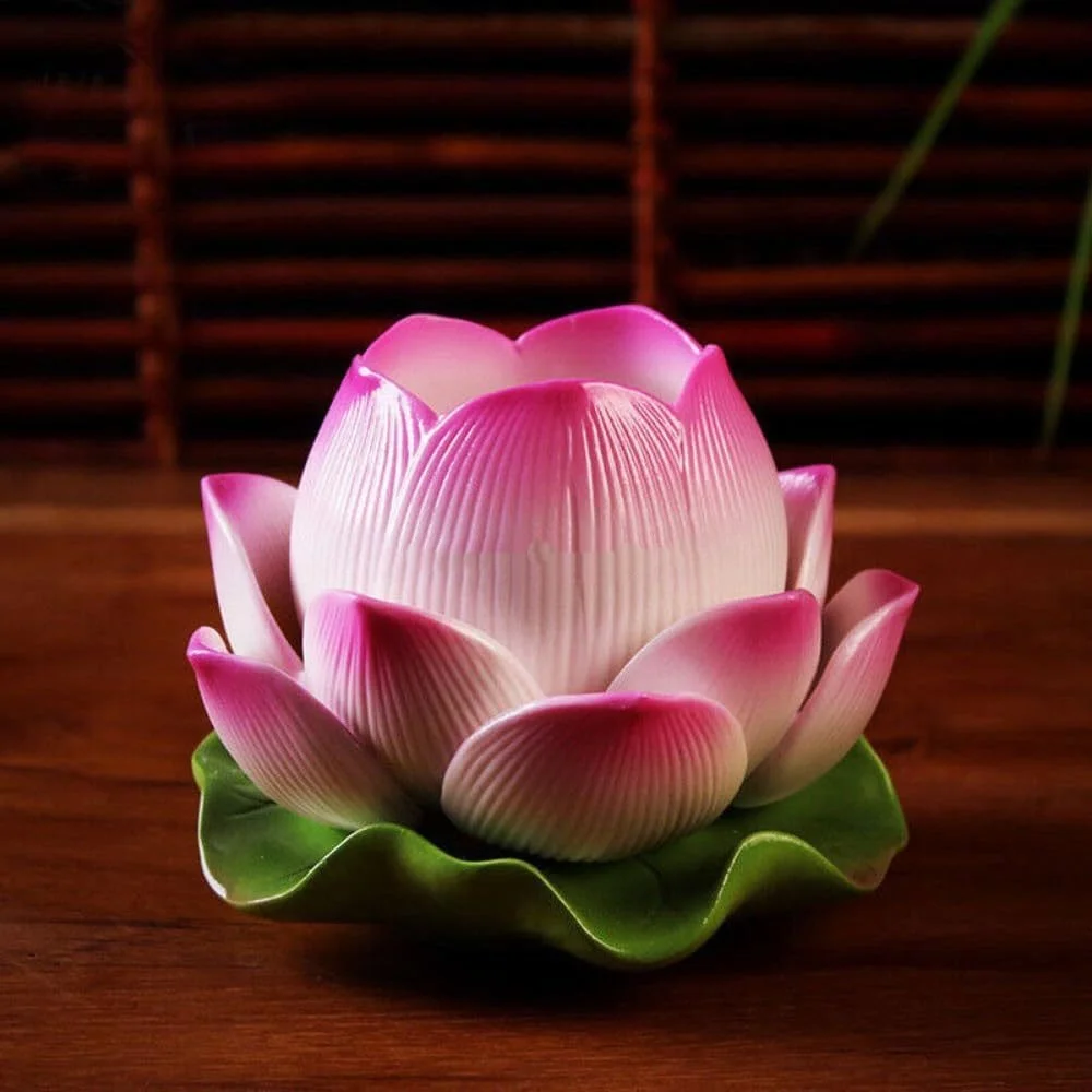 

1pc Lotus Lamp Buddha Candlestick Ceramic Lotus Candle Holder Craft Ornament