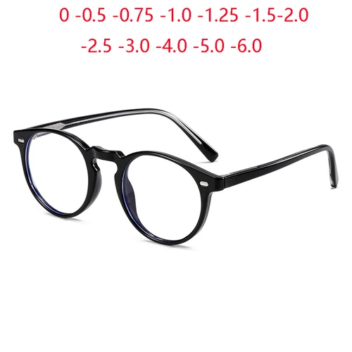 GSBJXZ TR90 bloqueador de luz azul gafas redondas para miopía mujeres hombres estudiantes gafas ópticas graduadas 0-0,5-0,75 a-6,0