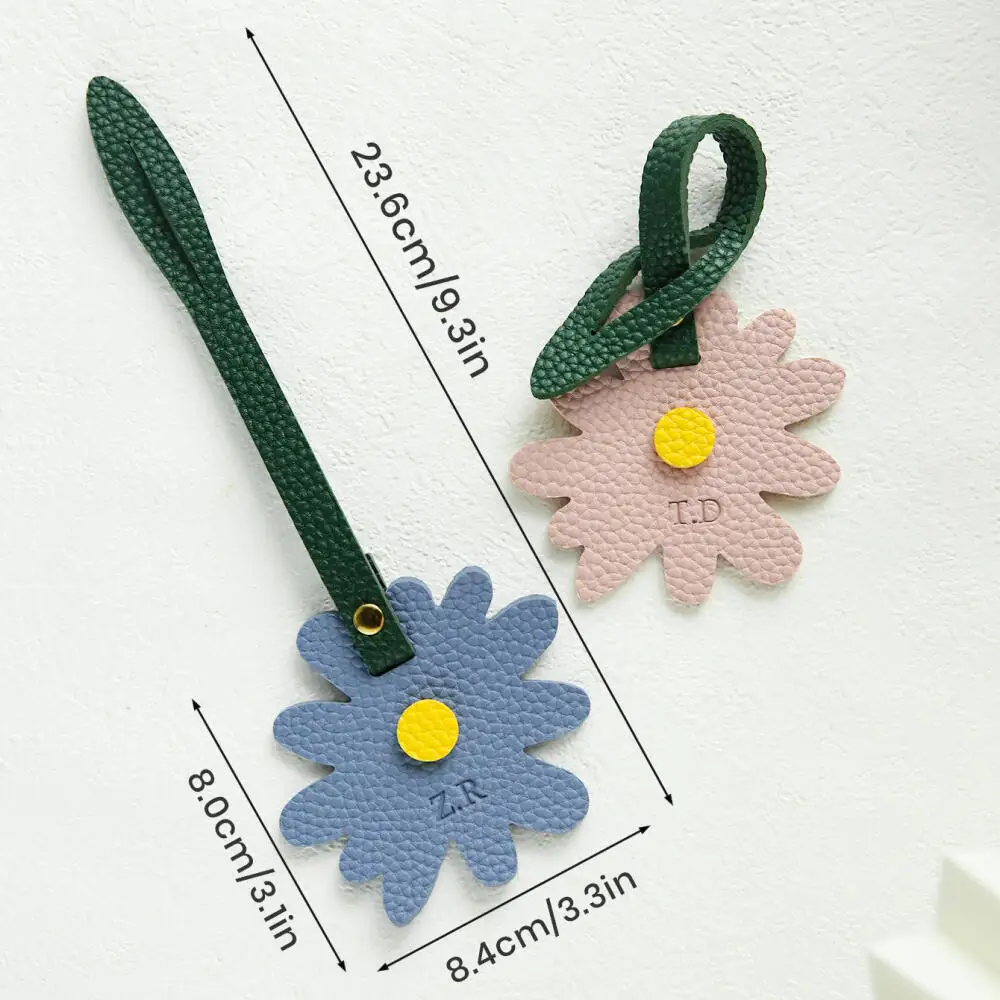 Personalized Custom Deboss Initial Floral Pu Luggage Tag Portable Travel Suitcase Bag Marker Gift for Women 24H Fast Dispatch