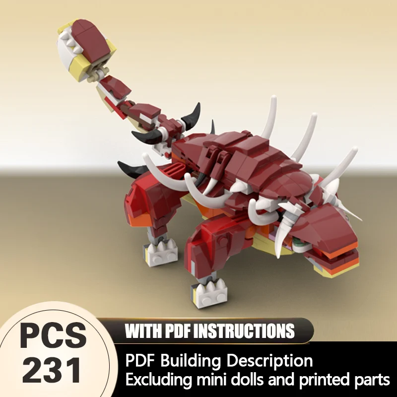 

Creators Animal Series Model MOC Building Bricks Fierce Ankylosaurus Modular Technology Gifts Holiday Assemble Children Toy Suit