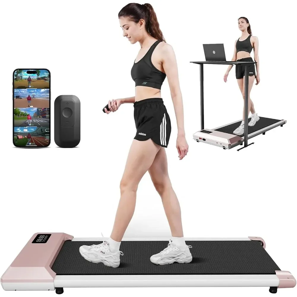 

Under Desk Treadmill Walking Pad, for Home Office, Quiet Portable Treadmill, APP/Remote Control, LED Display, Installation-Free