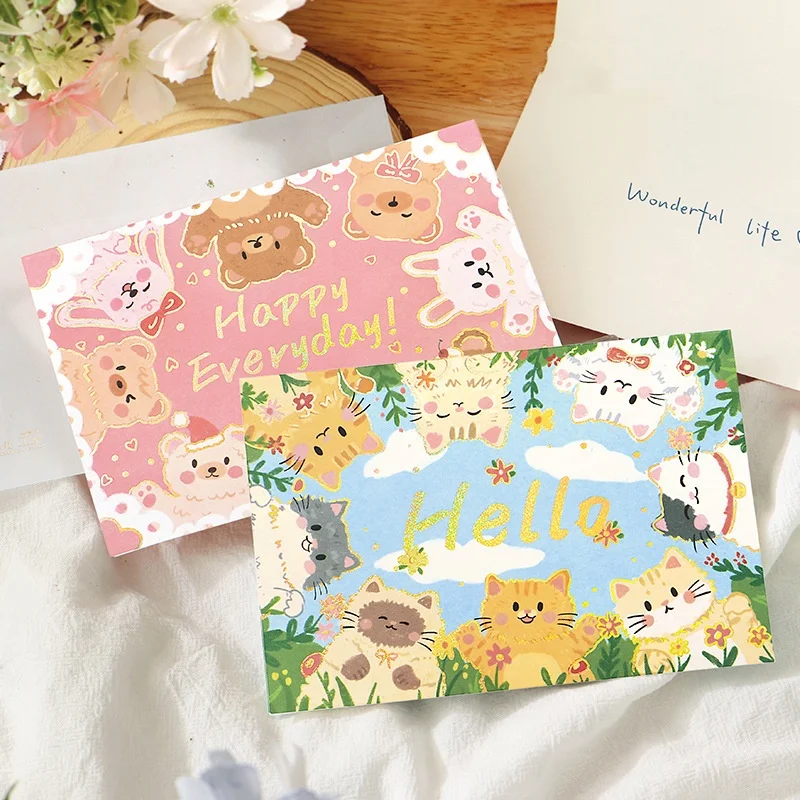 

4-Piece Foil-Stamped Greeting Cards I Have Something to Tell You Adorable Animal Holiday Wishes Handwritten Message Cards