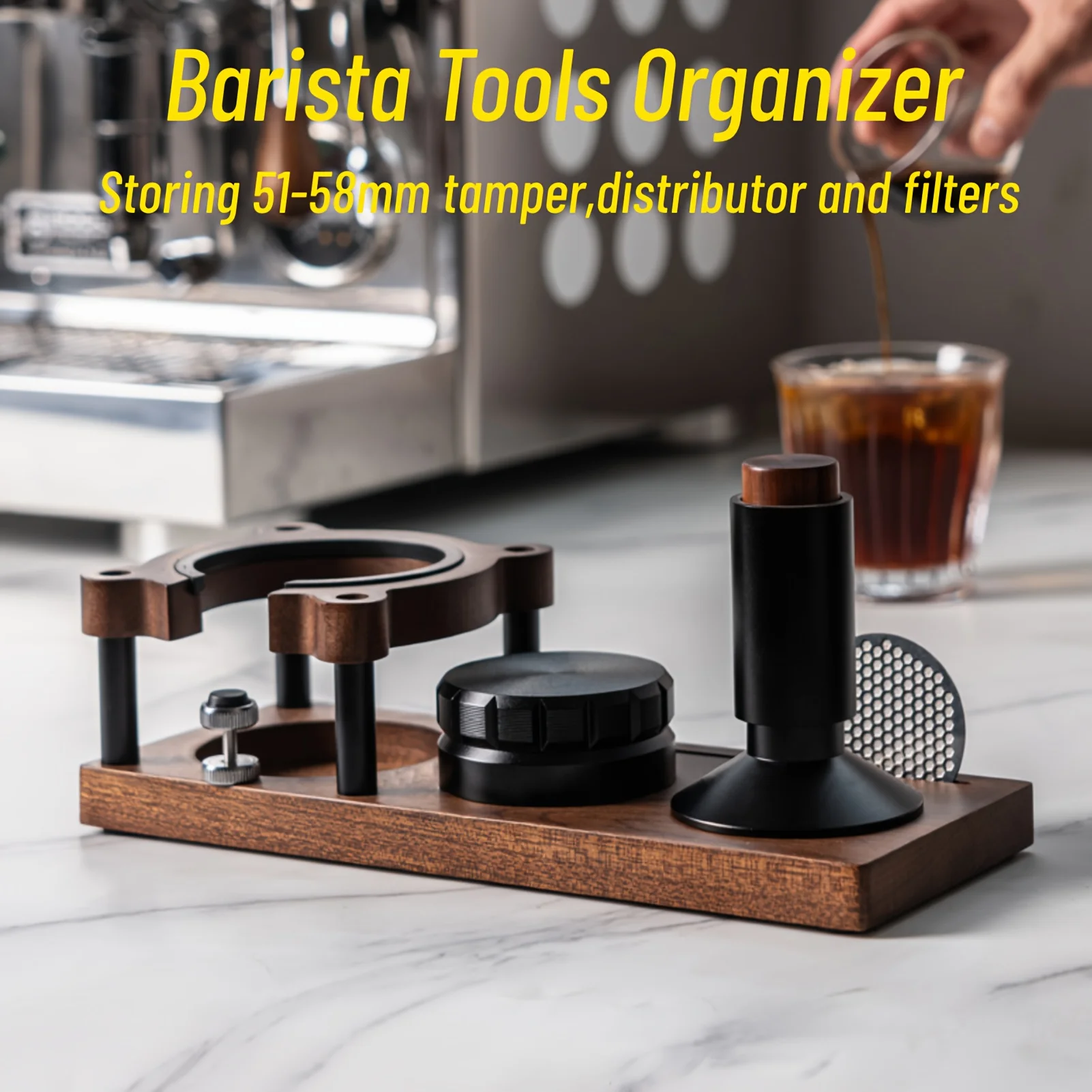 

Coffee Tamper Stand Solid Wood 51-58mm Universal Espresso Machine Accessories