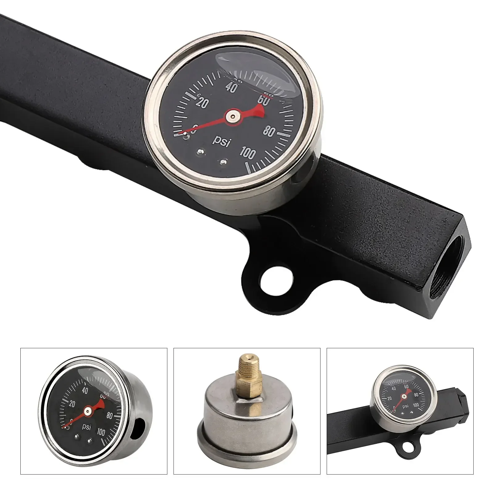FOR HONDA K20 K20a K24 K24a RSX CIVIC SI INTEGRA EP3 with Gauge Black Aluminum Fuel Pressure Regulator Gauge Fuel Rail Kit Fit - view 5