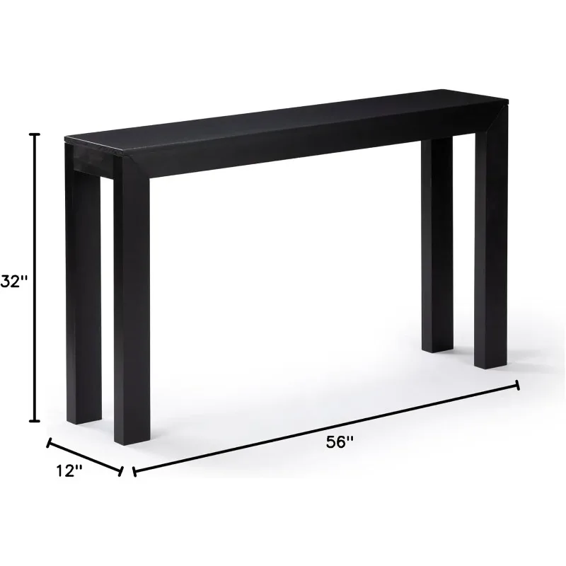 Mesa de console moderna de madeira maciça, 56 polegadas, mesa de sofá, mesa de entrada estreita para corredor, atrás do sofá, sala de estar