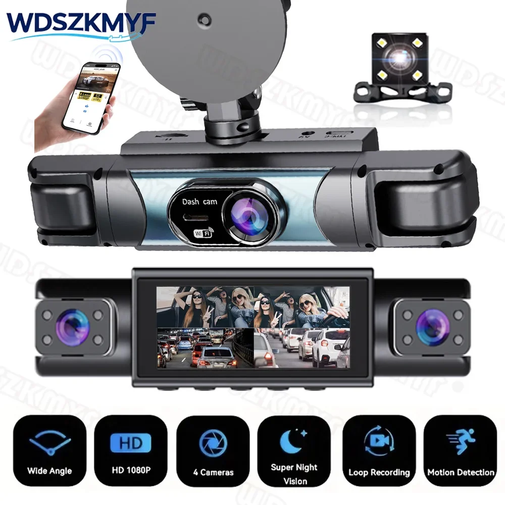 1080P 3/4Channel 360 Degree Car Dvr Video Recorder WiFi APP Dashcam 24h Parking Monitor Rear View Camera Car Recorder For SUV
