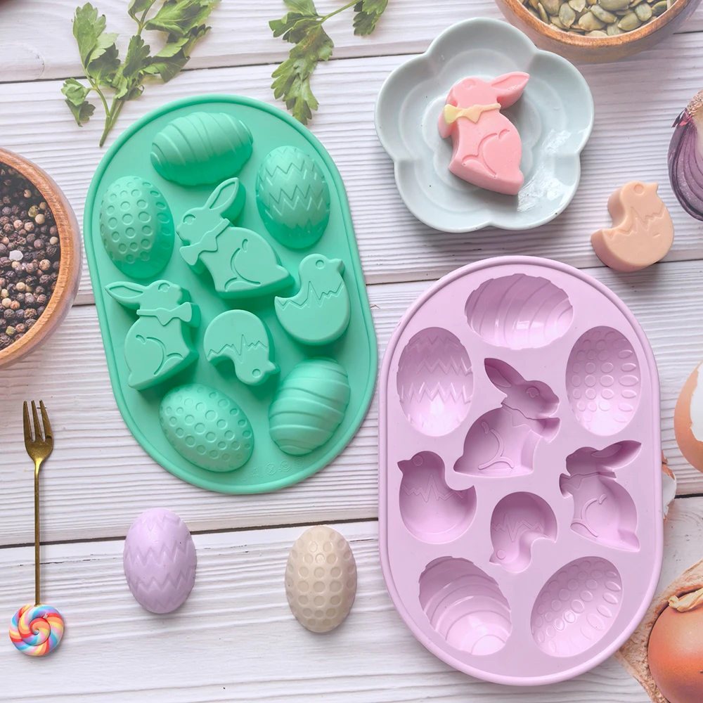 9-cavity Easter silicone Easter egg rabbit shaped baking mold chocolate candy mold Easter themed party decoration - view 3